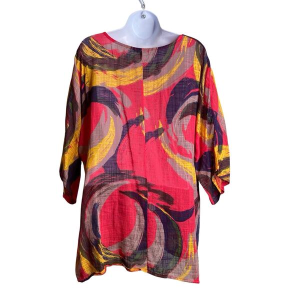 Made in Italy Women's‎ Colorful Abstract Cotton Tunic Top Est. Size 2X Vibrant - Picture 2 of 10